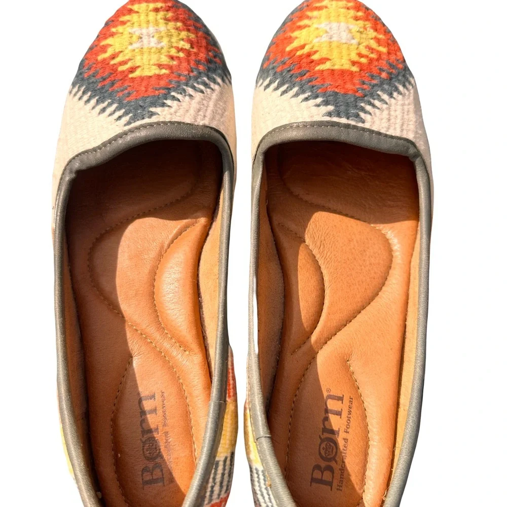 Born Woven Aztec-Pattern Slip-On Flats - Orange & Yellow - Picture 4 of 5